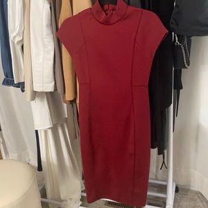 ZARA Merlot Fitted MIDI Dress
